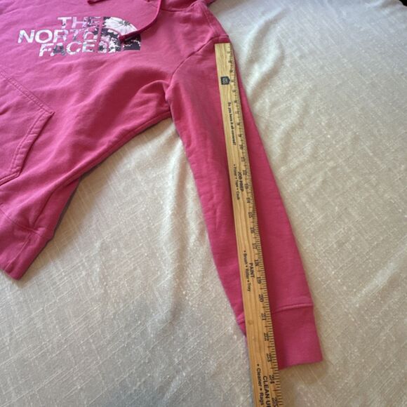 The North Face Bright Pink Comfy Hoodie Floral Lettering Women's Large - Picture 6 of 11